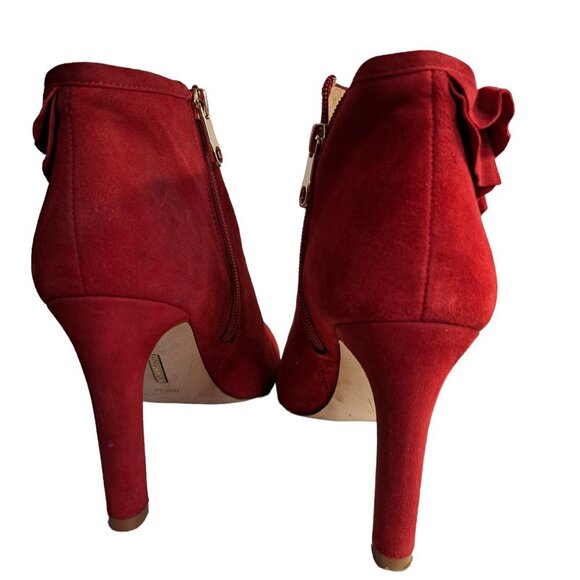 Louise et Cie Lo-Haze Red Leather Suede Ankle Bootie Boots Size 10M/40 - Picture 5 of 11